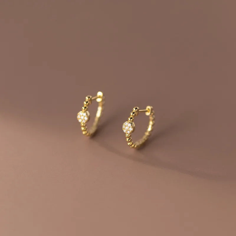 925 Sterling Silver French Zircon Hoop Earrings for Women