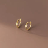 925 Sterling Silver French Zircon Hoop Earrings for Women