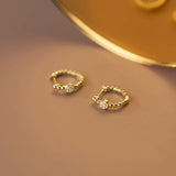925 Sterling Silver French Zircon Hoop Earrings for Women