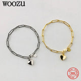 925 Silver French Love Heart Chain Charm Bracelet Women Personality