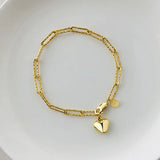 925 Silver French Love Heart Chain Charm Bracelet Women Personality