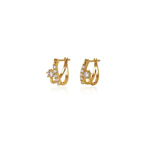 925 Silver Zircon Hoop Earrings Double Layer for Women Party Classic