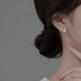 925 Silver Zircon Hoop Earrings Double Layer for Women Party Classic