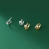 925 Silver Zircon Hoop Earrings Double Layer for Women Party Classic