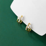 925 Silver Zircon Hoop Earrings Double Layer for Women Party Classic