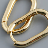 925 Silver Geometric Oval Hoop Earrings Wedding Party Jewelry