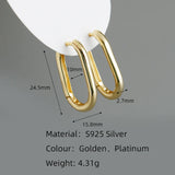 925 Silver Geometric Oval Hoop Earrings Wedding Party Jewelry