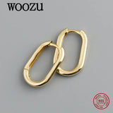 925 Silver Geometric Oval Hoop Earrings Wedding Party Jewelry