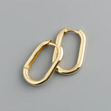 925 Silver Geometric Oval Hoop Earrings Wedding Party Jewelry