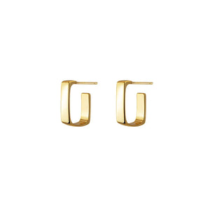 925 Silver Golden Stud Earrings Geometric Glossy Women Wedding Jewelry