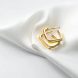 925 Silver Golden Stud Earrings Geometric Glossy Women Wedding Jewelry