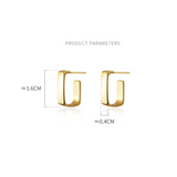 925 Silver Golden Stud Earrings Geometric Glossy Women Wedding Jewelry