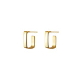 925 Silver Golden Stud Earrings Geometric Glossy Women Wedding Jewelry