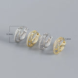 925 Silver Zircon Hoop Earrings Geometric Party Ins Jewelry Gift