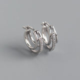 925 Silver Zircon Hoop Earrings Geometric Party Ins Jewelry Gift