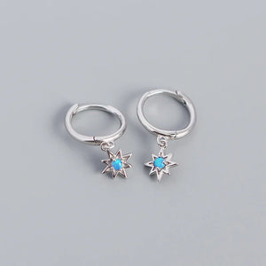 925 Silver Anise Star Zircon Drop Earrings Bohemian Party Jewelry Gift