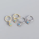 925 Silver Anise Star Zircon Drop Earrings Bohemian Party Jewelry Gift