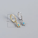 925 Silver Anise Star Zircon Drop Earrings Bohemian Party Jewelry Gift