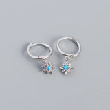 925 Silver Anise Star Zircon Drop Earrings Bohemian Party Jewelry Gift