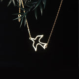 925 Sterling Silver Bird Pendant Necklace Delicate Jewelry