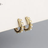925 Silver Pearl Hoop Earrings Women Wedding Jewelry Gift