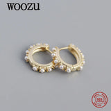 925 Silver Pearl Hoop Earrings Women Wedding Jewelry Gift