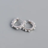 925 Silver Pearl Hoop Earrings Women Wedding Jewelry Gift