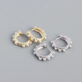 925 Silver Pearl Hoop Earrings Women Wedding Jewelry Gift