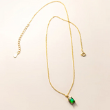 925 Silver Green Zircon Pendant Necklace For Women Wedding