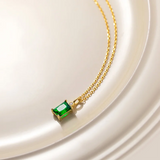 925 Silver Green Zircon Pendant Necklace For Women Wedding