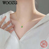 925 Silver Green Zircon Pendant Necklace For Women Wedding