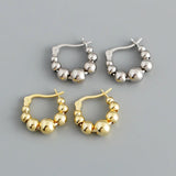 925 Silver Beads Hoop Earrings Charming Gothic Jewelry Gift
