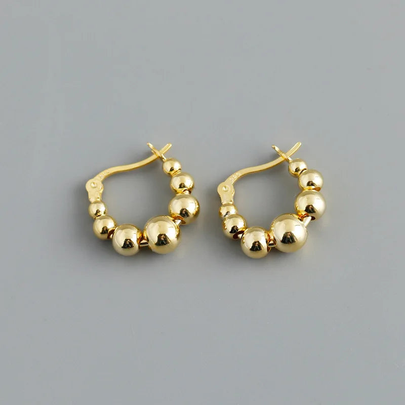 925 Silver Beads Hoop Earrings Charming Gothic Jewelry Gift