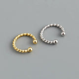 925 Silver Twistd Bead Ear Clip Earrings Bohemia Punk Ear Cuff Jewelry
