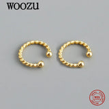 925 Silver Twistd Bead Ear Clip Earrings Bohemia Punk Ear Cuff Jewelry