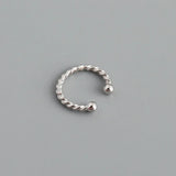 925 Silver Twistd Bead Ear Clip Earrings Bohemia Punk Ear Cuff Jewelry
