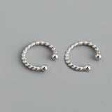 925 Silver Twistd Bead Ear Clip Earrings Bohemia Punk Ear Cuff Jewelry