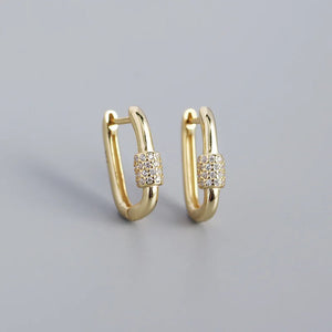 925 Silver Zircon Hoop Earrings Minimalist Jewelry Gift