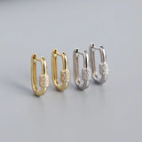 925 Silver Zircon Hoop Earrings Minimalist Jewelry Gift
