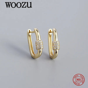 925 Silver Zircon Hoop Earrings Minimalist Jewelry Gift