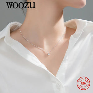 925 Silver Beads Chain Sweet Love Heart Pendant Necklace