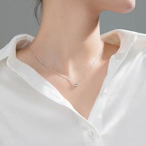 925 Silver Beads Chain Sweet Love Heart Pendant Necklace