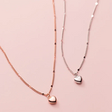 925 Silver Beads Chain Sweet Love Heart Pendant Necklace