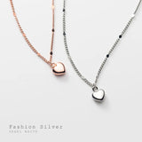 925 Silver Beads Chain Sweet Love Heart Pendant Necklace