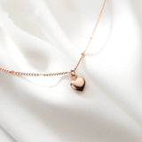 925 Silver Beads Chain Sweet Love Heart Pendant Necklace