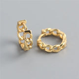 925 Silver Cuban Link Chain Hoop Earrings Pig Nose Design