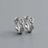 925 Silver Cuban Link Chain Hoop Earrings Pig Nose Design