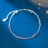 925 Silver Red Zircon Chain Bracelet for Women Party