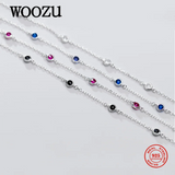 925 Silver Red Zircon Chain Bracelet for Women Party