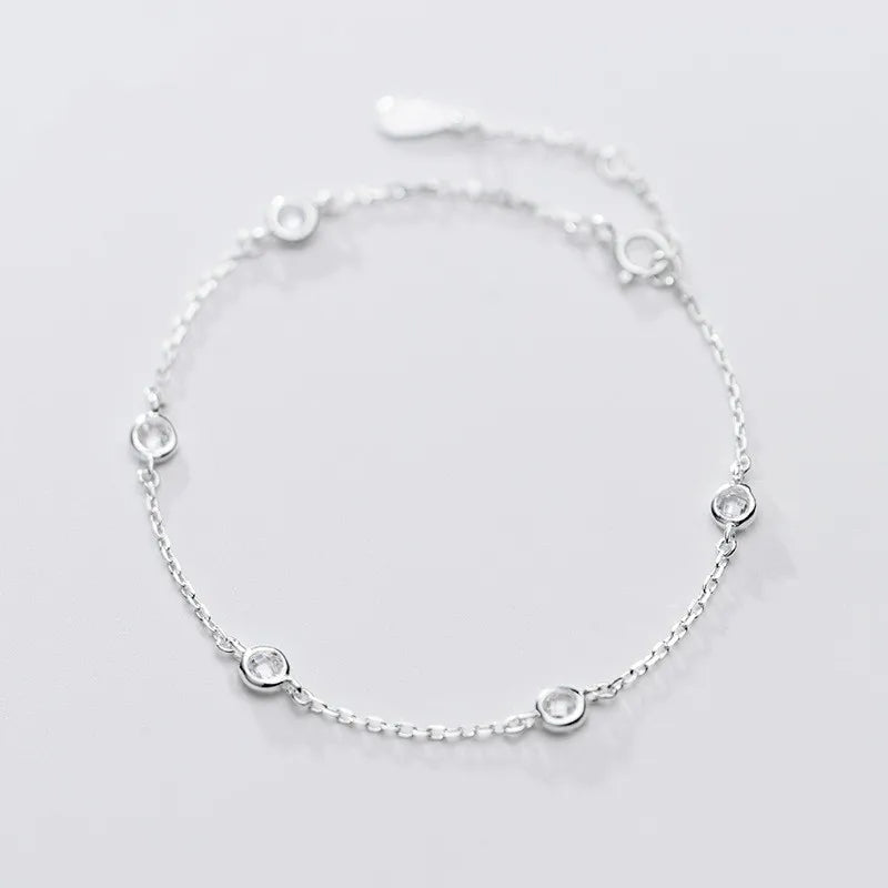 925 Silver Red Zircon Chain Bracelet for Women Party